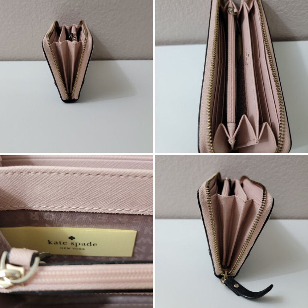 Kate Spade Laurel Way Neda Continental Saffiano Leather Zip-Around Wallet Pink - Picture 8 of 8